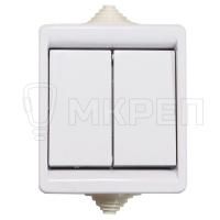 Выключатель 2-клавишный, 10A, открытой установки, герметичный белый СЕЛЕНА