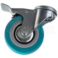 Поворотная колесная опора под болт с тормозом, серая резина Schgb42