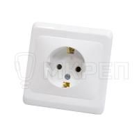 Розетка 1-местная, 16A, РС16-003В, скрытой установки, с заземлением белая