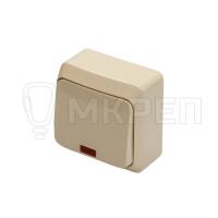 Выключатель 1-клавишный,  открытой установки, с индикатором бежевый, 10A, ВА10-005К,
