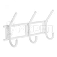 3-х Крючковая вешалка, снежно-белая, пластмасса