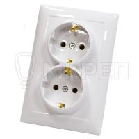 Розетка 2-местная, РС16-007В, скрытой установки, с заземлением 16А