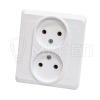 Розетка 2-местная, 16А, РС16-005В, скрытой установки, без заземления белая