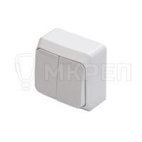 Выключатель 2-клавишный, открытой установки, белый 10A, ВА10-002В