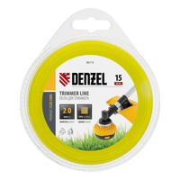Леска для триммера, квадрат, 2 мм х 15 м, блистер, FLEX CORD, Denzel
