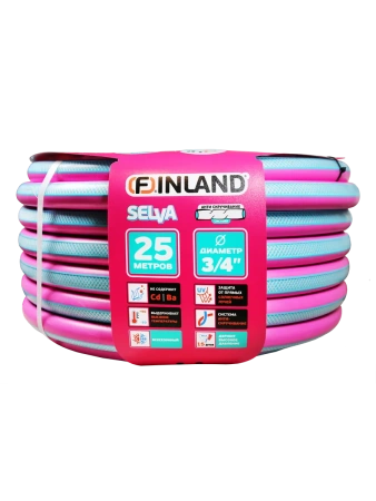 Шланг, поливочный, ТЭП 3/4", 25 м, 3-слойный, фуксия, FINLAND SELVA  2448 