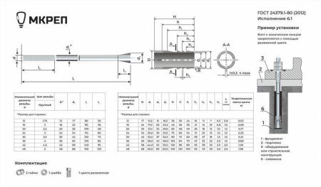 Фундаментный анкерный болт тип 6.1 (под заказ)